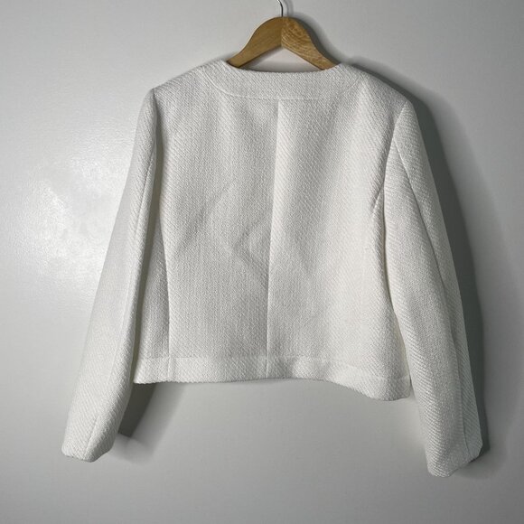 J.Crew Tweed Lady Cardigan Jacket Womens 14 Cream Boucle Pearl Gold Button - Picture 3 of 11